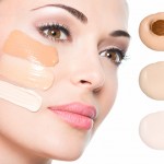 Model face of beautiful woman with foundation on skin Model face of beautiful woman with foundation on skin