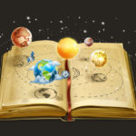 Book on astronomy, vector icon