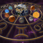 Mystic golden zodiac horoscope symbol with twelve planets. 3D rendering