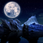 landscape with starry night and a full moon