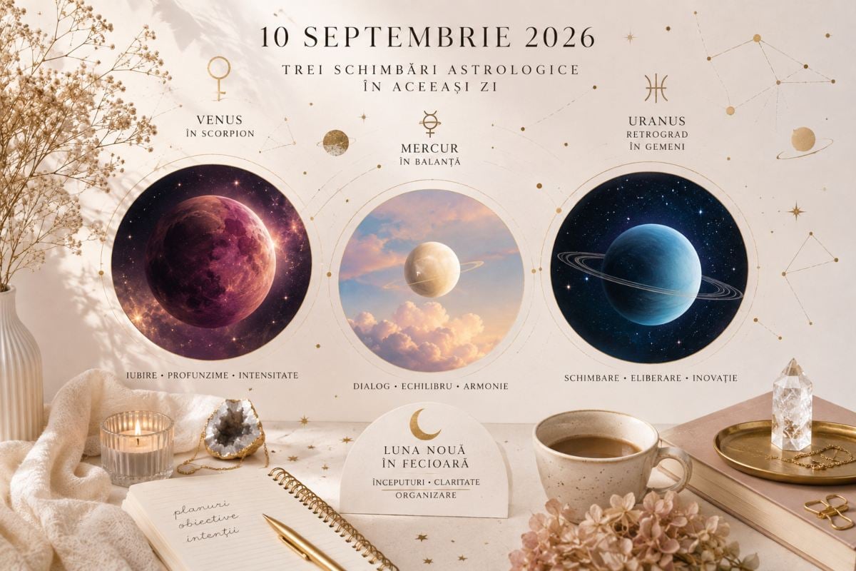 Trei schimbări astrologice au loc în aceeași zi. De ce 10 septembrie poate schimba complet tonul începutului de toamnă