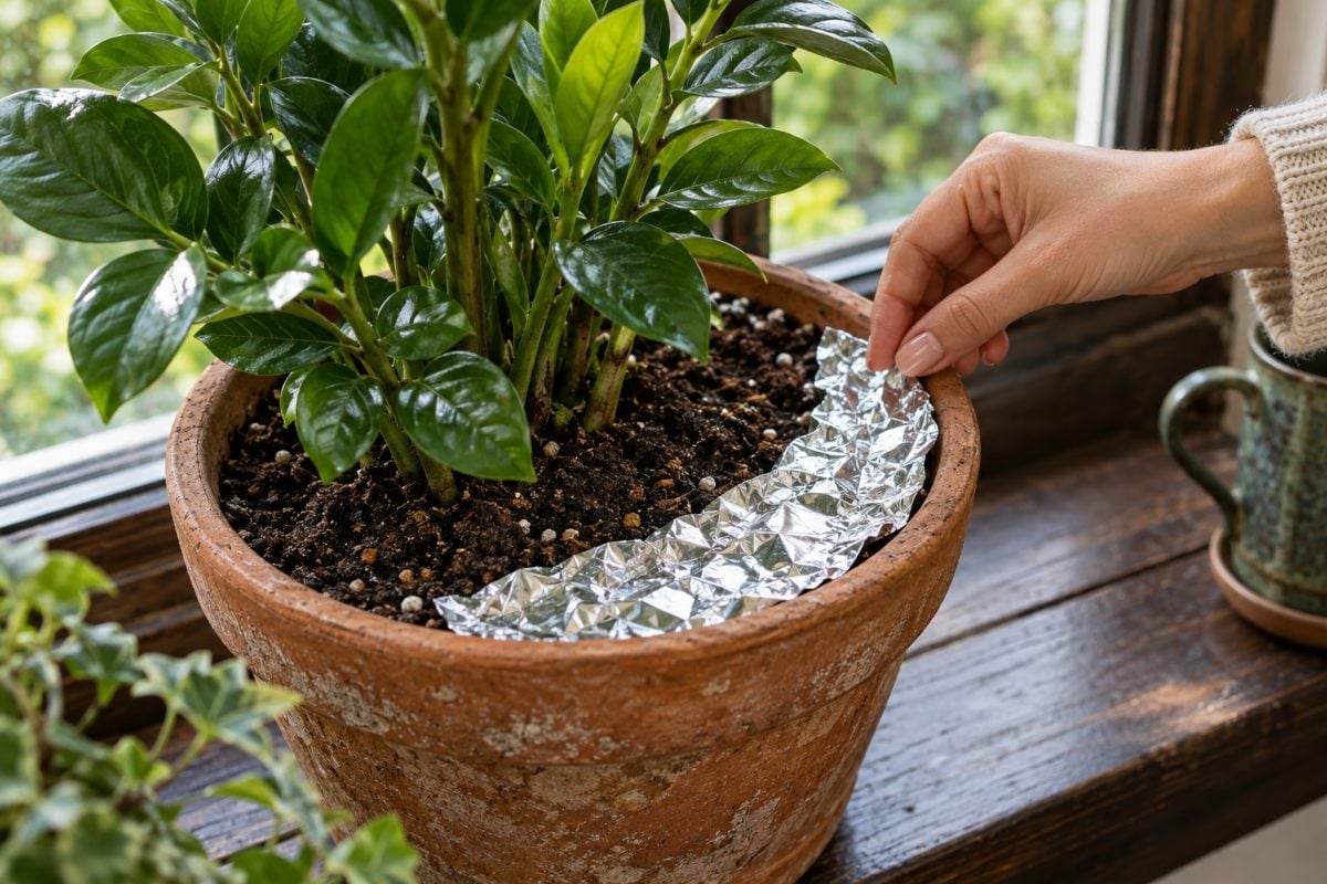 De ce pun unii oameni folie de aluminiu în ghivece. Problema pe care încearcă să o țină departe de plantele din casă