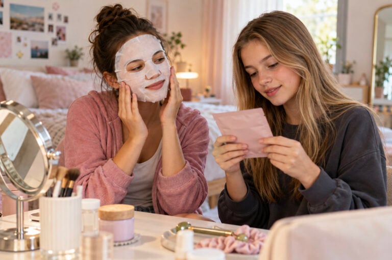 Tot mai multe adolescente apelează la măști de față, deși nua u nevoie pentru tenul lor (Sursa foto: imagine cu caracter ilustrativ, concept Femeia.ro, generat cu AI)
